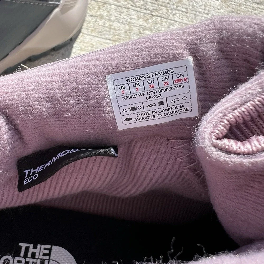 The North Face Women's ThermoBall Eco Ankle Boots Sz 5‎ Purple Gray Insulated